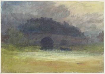 Evening Landscape with Castle and Bridge in Yorkshire